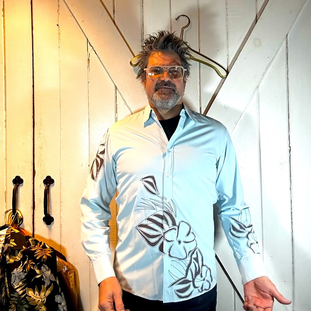 Paul and JOE tailored dress shirt, XL, hand, stitched, floral sleeves, and chest